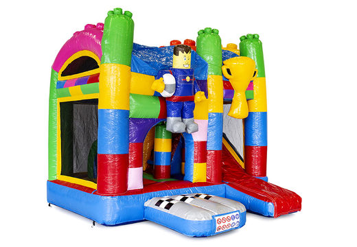 Mini inflatable multiplay bouncer in Lego theme for children. Order inflatable bouncers online at JB Inflatables UK