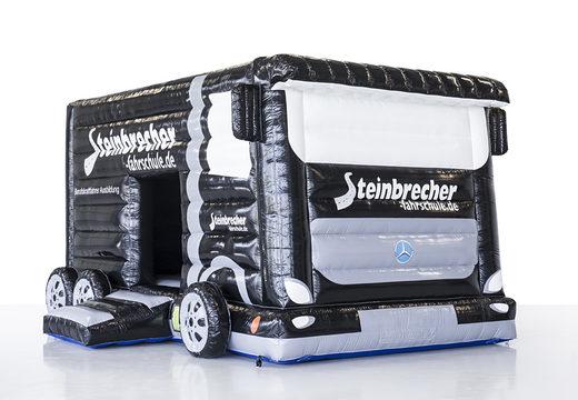 Buy promotional custom made Steinbrecher fashrschule bus bouncy castle in color black online. Order custom made inflatable bouncy castle for different events in your own style now at JB Inflatables UK