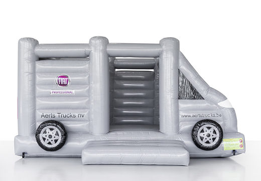 Buy promotional custom Aert truck bus inflatable bouncer in white color online. Order inflatable bouncy houses in your own style now at JB Inflatables Promotions UK