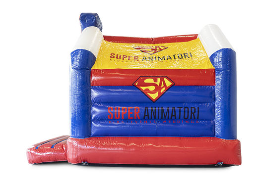 Buy a bespoke Superanimatori multifun 3D bouncy castle online at JB Promotions UK. Request a free design for inflatable bouncy castles in your own corporate identity now