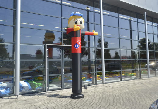 Inflatable Domino's Pizza waving skyman air dancer custom made at JB Promotions UK; specialist in inflatable advertising items such as inflatable tubes