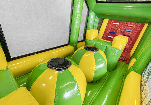 Buy a 19 meter long obstacle course in a crocodile theme with matching 3D objects for kids. Order inflatable obstacle courses now online at JB Inflatables UK