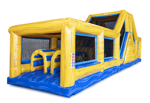 Obstacle course 13.5 meters long in marble theme with appropriate 3D objects for children. Order inflatable obstacle courses now online at JB Inflatables UK