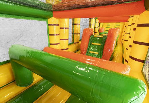 Get your modular 19m jungle themed obstacle course with matching 3D objects for kids online. Buy inflatable obstacle courses at JB Inflatables UK