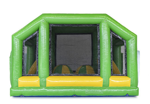 Buy modular 19m long crocodile themed obstacle course with matching 3D objects for kids. Order inflatable obstacle courses now online at JB Inflatables UK