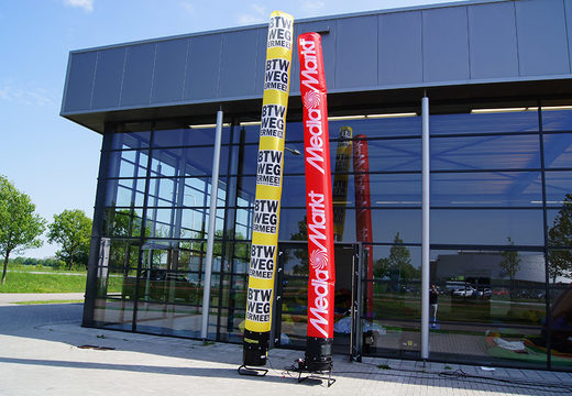Have a personalized MediaMarkt skytube made in your own corporate identity colors and logo at JB Promotions UK. Promotional inflatable tubes made in all shapes and sizes