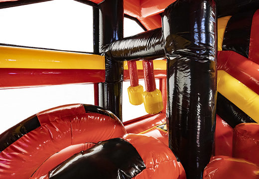 Order bespoke Red Devils Covered Multiplay bouncy castle at JB Inflatables UK. Request a free design for inflatable bouncy castles in your own corporate identity now