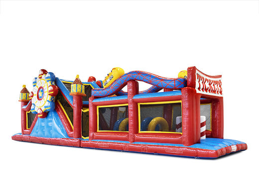 Order a 17 meter wide unique rollercoaster themed obstacle course for kids. Buy inflatable obstacle courses online now at JB Inflatables UK