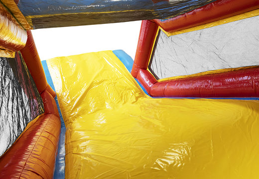 Buy an inflatable obstacle course 17 meters wide, themed rollercoaster with 7 game elements and colorful objects for children. Order inflatable obstacle courses now online at JB Inflatables UK