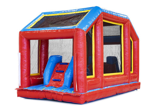 Rollercoaster inflatable 19 meter obstacle course with matching 3D objects for kids. Order inflatable obstacle courses now online at JB Inflatables UK