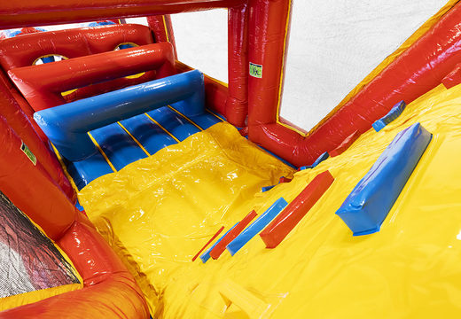Rollercoaster inflatable 19m obstacle course with matching 3D objects for kids. Buy inflatable obstacle courses online now at JB Inflatables UK