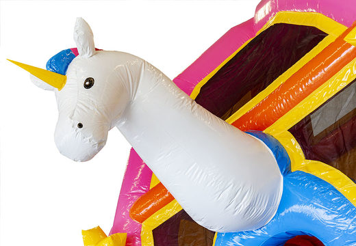 Custom made Super Unicorn Multiplay bouncy castles Order in your own corporate identity at JB Inflatables UK. Promotional inflatables in all shapes and sizes made at JB Promotions UK