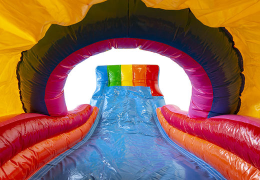 Custom made super unicorn multiplay bouncy castle in your own corporate identity with JB Promotions UK. Order online promotional inflatables in all shapes and sizes now
