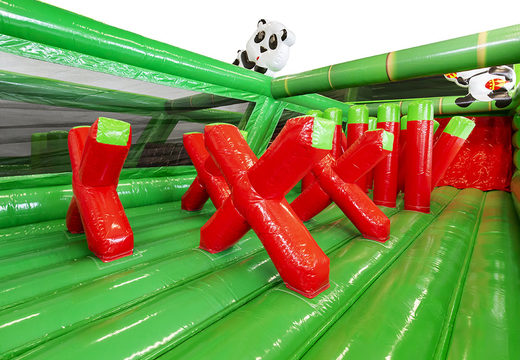 Order a custom-made inflatable Bambooo obstacle course for both young and old. Buy inflatable obstacle courses online now at JB Promotions UK