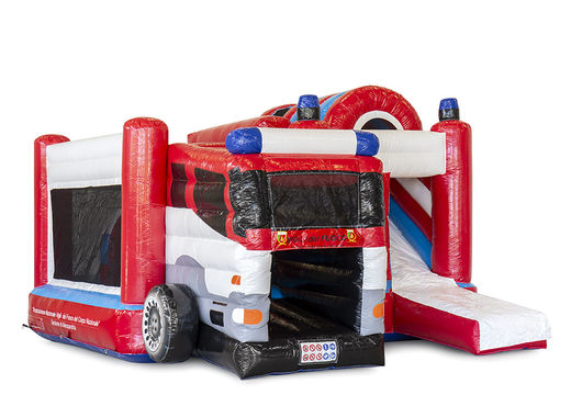 Bespoke Vigili del Fuoco Multiplay Fire Brigade bouncy castle made in your own style at JB Promotions UK. Order online promotional inflatables in all shapes and sizes
