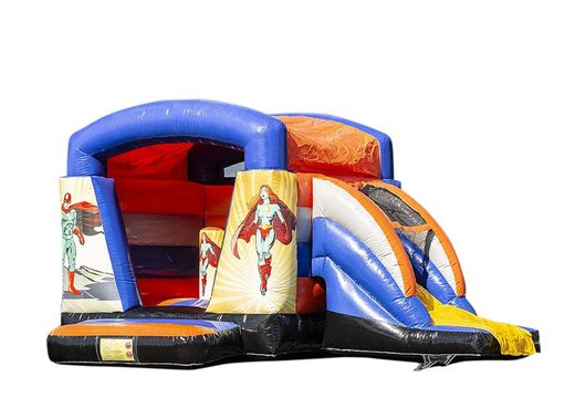 Small indoor multifun bouncy castle for sale in theme superheroes for children. Buy bouncy castles at JB Inflatables UK online