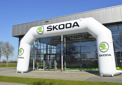 Inflatable custom made skoda advertisement arch to buy at JB Promotions. Order bespoke advertising inflatable arches online at JB Inflatables UK