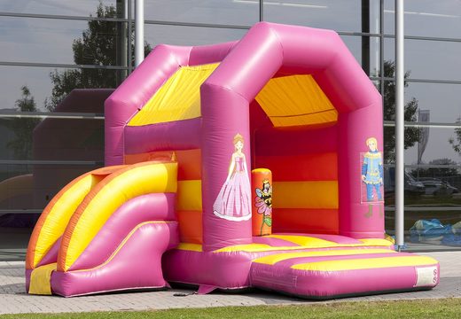 Midi multifun inflatable bouncer with roof for children for sale in princess theme. Buy bouncers online at JB Inflatables UK 