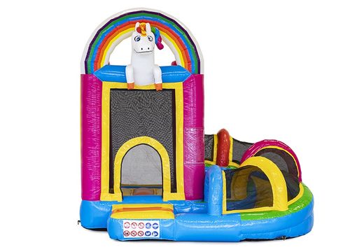 Order a mini with slide unicorn bouncy castle for children. Buy inflatable bouncy castles online at JB Inflatables UK