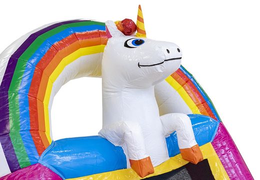 Order mini inflatable unicorn themed bouncer with slide for children. Buy inflatable bouncers online at JB Inflatables UK