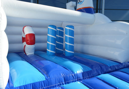 Custom made EOC Ship bouncy castle suitable for various events. Order custom made bouncy castles at JB Promotions UK