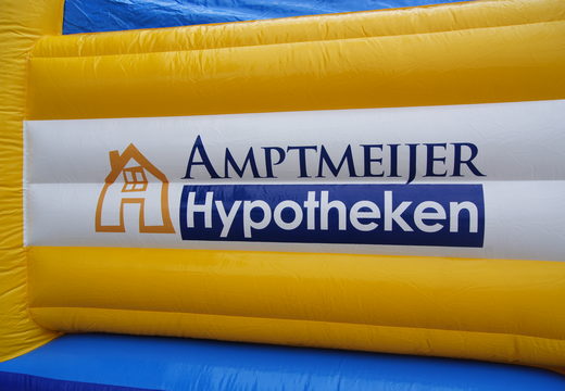 Buy bespoke Amptmeijer Mortgages a frame bouncer at JB inflatables UK. Promotional bouncy castles in all shapes and sizes made