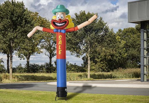 Buy the 5m airdancers party clown with sale text at JB Inflatables UK. All standard inflatable skydancers are delivered super fast