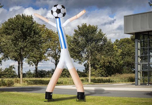 Order the 6m skyman with 2 legs and 3d ball in blue and white online now at JB Inflatables. Fast delivery for all standard inflatable skydancers