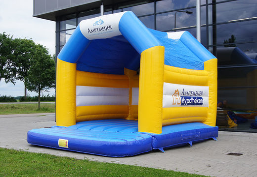 Promotional custom made Amptmeijer Mortgages a frame bouncer buy for various events. Order now Inflatable bouncy castles in your own corporate identity at JB Inflatables UK