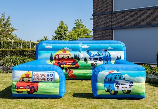 Opblaasbaar open bubble boarding springkussen met schuim kopen in thema auto cars voor kids