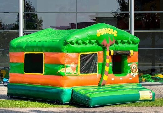Jungle themed inflatable ball pit with a 3D object on the roof and fun pictures to buy on the walls. Order bouncy castles online at JB Inflatables UK