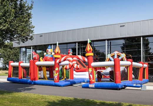 Order colored inflatable park in circus theme for children. Buy bouncy castles online at JB Inflatables UK