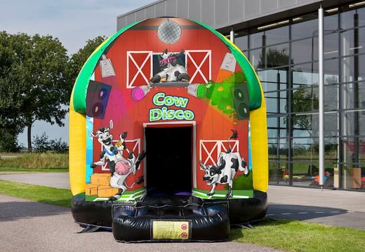 Order disco multi-themed 5.5m bouncy castle in Cows theme for kids. Buy bouncy castles online at JB Inflatables UK