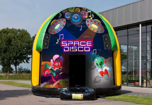Multi-themed 5.5 meter bouncer in Space theme for kids. Order inflatable bouncers online at JB Inflatables UK