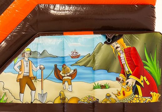 Order a multifunctional pirate themed bouncy castle with a slide for kids. Buy bouncy castles online at JB Inflatables UK