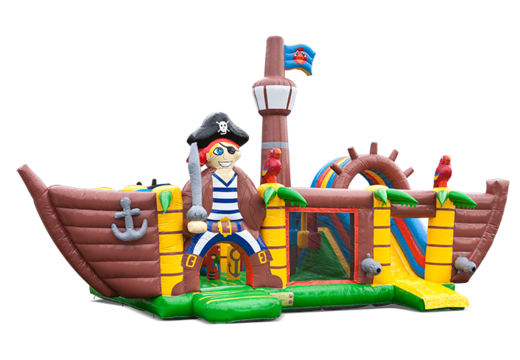 Buy large inflatable indoor multiplay bouncy castle with slide in the theme XXL pirate for children. Order bouncy castles online at JB Inflatables UK