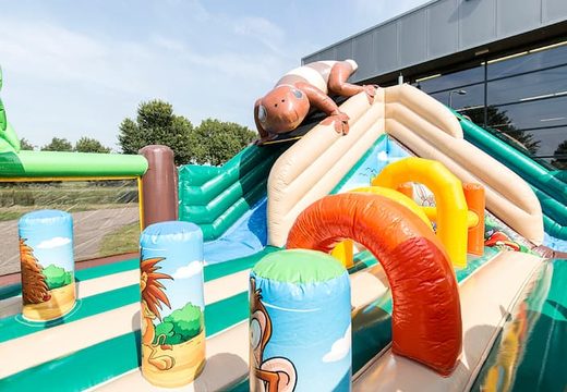Get a big jungle themed inflatable bouncer with multiple slides and all sorts of fun obstacles with themed prints for kids. Order bouncers online at JB Inflatables UK