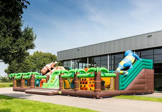 Order a jungle-themed inflatable bouncer with multiple slides and all kinds of fun obstacles with prints for kids. Buy bouncers online at JB Inflatables UK