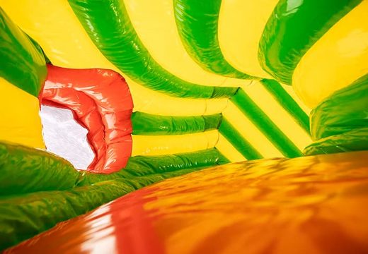 Crawl tunnel crocodile bouncer with obstacles, a climbing ramp and sliding ramp for kids. Buy bouncers online at JB Inflatables UK