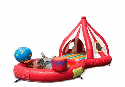 Buy an inflatable half-open play fun bouncy castle in the playzone circus theme for children. Order bouncy castles online at JB Inflatables UK