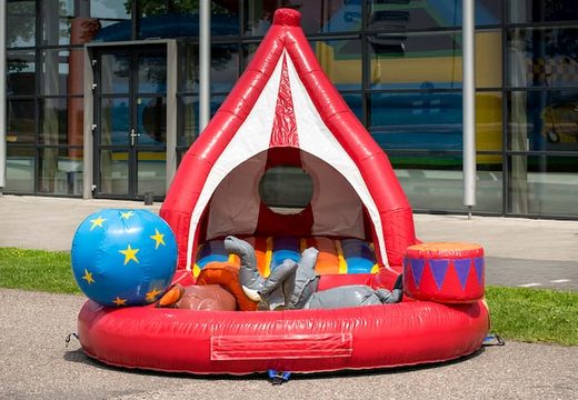 Buy circus themed playzone bouncy castle with plastic balls and 3D objects for kids. Order bouncy castles online at JB Inflatables UK