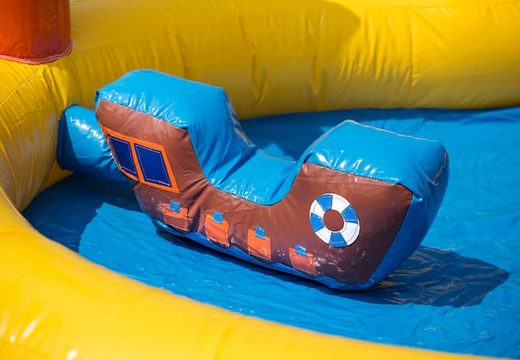 Buy a playzone pirate themed bouncer with plastic balls and 3D objects for kids. Order bouncers online at JB Inflatables UK