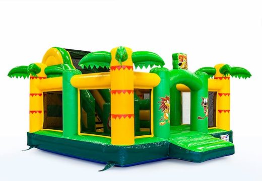 Buy Inflatable Boss Slidebox Jungle Theme Bouncy Castle with a slide for children. Order inflatables online at JB Inflatables UK