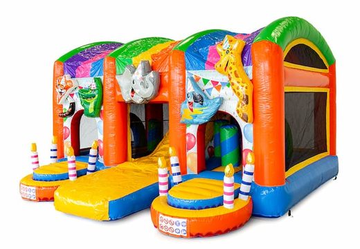 Buy large inflatable indoor multiplay bouncy castle with slide in theme party for children. Order bouncy castles online at JB Inflatables UK