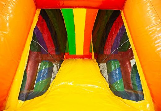 Order Party bouncer in a unique design with two entrances, a slide in the middle and 3D objects for kids. Buy bouncers online at JB Inflatables UK