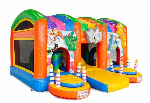 Buy indoor inflatable multiplay party bouncy castle with a slide and 3D objects for kids. Order bouncy castles online at JB Inflatables UK