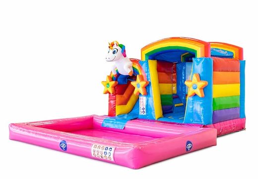 Order inflatable multiplay bouncy castle in unicorn theme with or without bath for children at JB Inflatables UK. Buy inflatable bouncy castles online at JB Inflatables UK