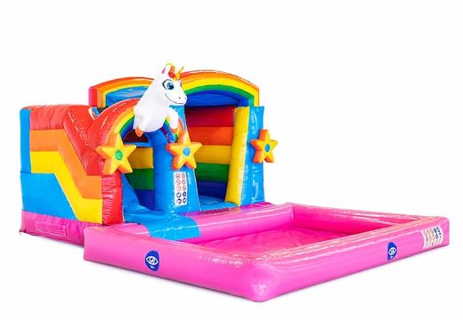 Order mini splash bouncy castle in unicorn theme with or without bath at JB Inflatables UK. Buy bouncy castles online at JB Inflatables UK
