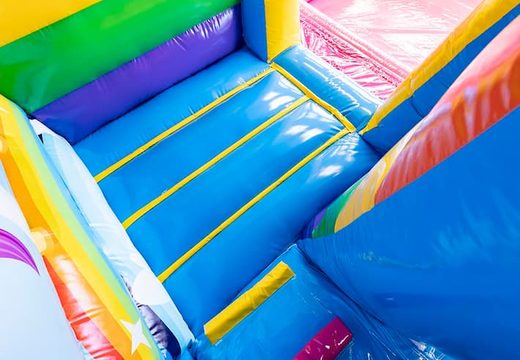 Order a small bounce house with roof, slide and bath in a unicorn theme at JB Inflatables UK. Buy bounce houses online at JB Inflatables UK