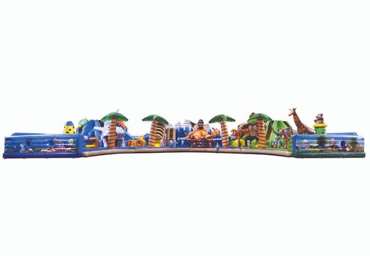 Buy the largest inflatable bouncy castle in Europe in the theme jungle, animals and seaworld with climbing slide for children. Order bouncy castles online at JB Inflatables UK